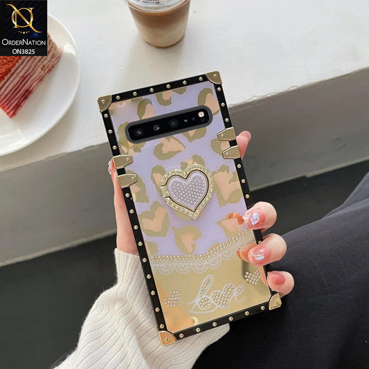 Samsung Galaxy S10 5G  Cover - Design3 - Heart Bling Diamond Glitter Soft TPU Trunk Case With Ring Holder