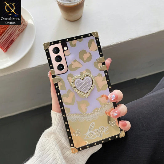 Samsung Galaxy S21 Plus 5G  Cover - Design3 - Heart Bling Diamond Glitter Soft TPU Trunk Case With Ring Holder