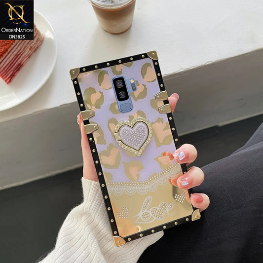 Samsung Galaxy S9 Plus  Cover - Design3 - Heart Bling Diamond Glitter Soft TPU Trunk Case With Ring Holder
