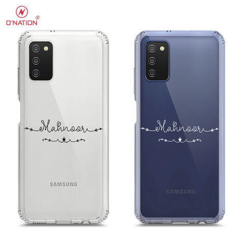 Samsung Galaxy A02s Cover - Personalised Name Series - 8 Designs - Clear Phone Case - Soft Silicon Borders