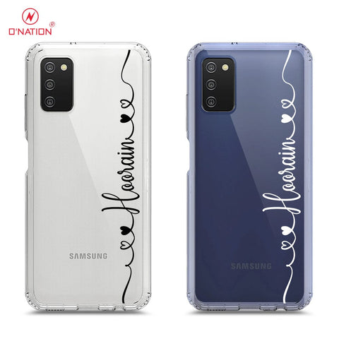 Samsung Galaxy M02s Cover - Personalised Name Series - 8 Designs - Clear Phone Case - Soft Silicon Borders