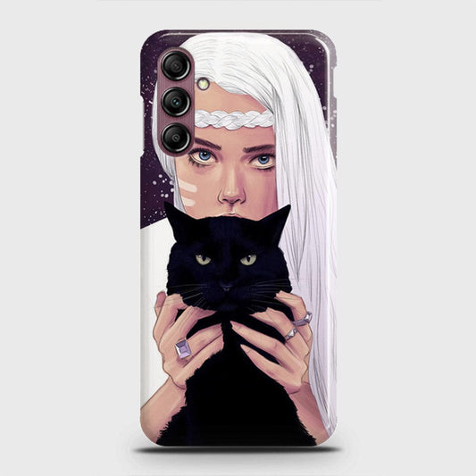 Samsung Galaxy A14 Cover - Trendy Wild Black Cat Printed Hard Case with Life Time Colors Guarantee (Fast Delivery)