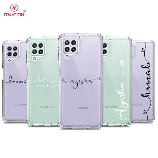 Samsung Galaxy M32 Cover - Personalised Name Series - 8 Designs - Clear Phone Case - Soft Silicon Borders