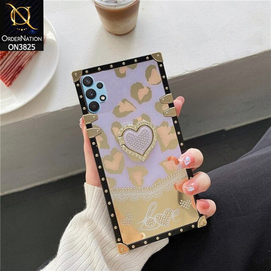 Samsung Galaxy A32 Cover - Design 3 - Heart Bling Diamond Glitter Soft TPU Trunk Case With Ring Holder