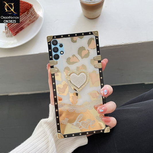 Samsung Galaxy A32 Cover - Design 2 - Heart Bling Diamond Glitter Soft TPU Trunk Case With Ring Holder