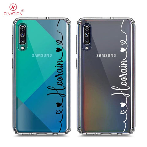 Samsung Galaxy A30s Cover - Personalised Name Series - 8 Designs - Clear Phone Case - Soft Silicon Borders