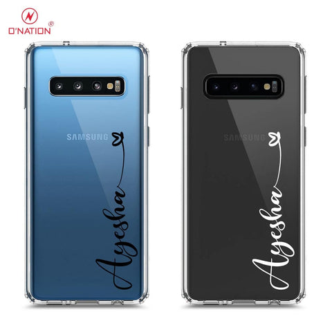 Samsung Galaxy S10 Cover - Personalised Name Series - 8 Designs - Clear Phone Case - Soft Silicon Borders