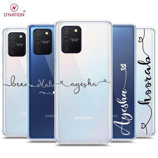 Samsung Galaxy M80s Cover - Personalised Name Series - 8 Designs - Clear Phone Case - Soft Silicon Borders