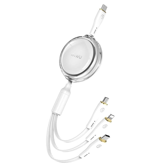 WiWU Wi-C023 Vigor 3 in 1 Type-C Fast Charging Cable - White
