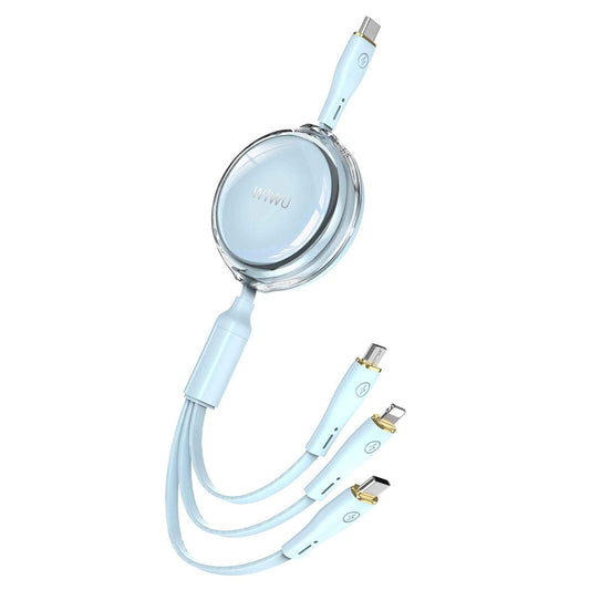 WiWU Wi-C023 Vigor 3 in 1 Type-C Fast Charging Cable - Blue