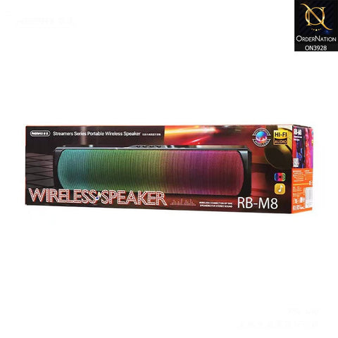 REMAX RB-M8 WIRELESS BLUETOOTH V5.0 PORTABLE SPEAKER HIFI AUDIO SUPER BASS RGB LED LIGHT - Grey