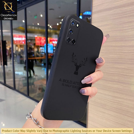 Oppo A92 Cover - Black - ONation Bold Series - HQ Liquid Silicone Elegant Colors Camera Protection Soft Case ( Fast Delivery )