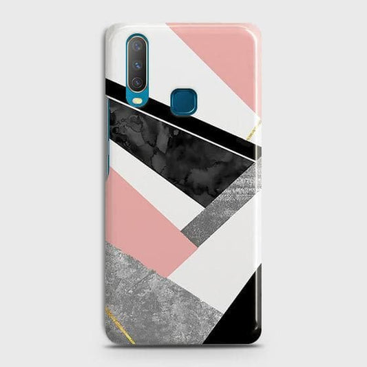 Vivo Y15 Cover - Matte Finish - Geometric Luxe Marble Trendy Printed Hard Case with Life Time Colors Guarantee ( Fast Delivery )