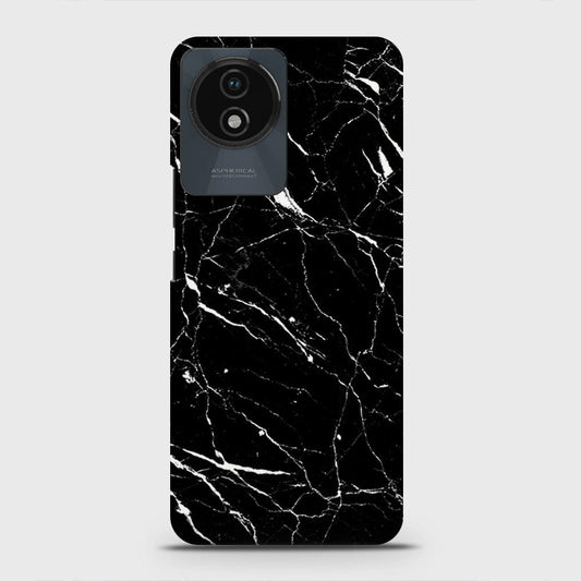 Vivo Y02A Cover - Trendy Black Marble Printed Hard Case with Life Time Colors Guarantee (Fast Delivery)