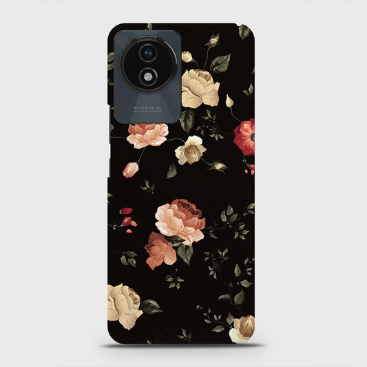 Vivo Y02 Cover - Dark Rose Vintage Flowers Printed Hard Case with Life Time Colors Guarantee (Fast Delivery)