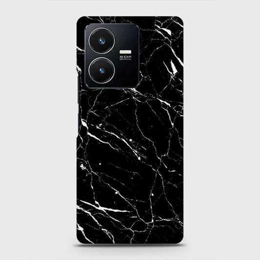 Vivo Y22s Cover - Trendy Black Marble Printed Hard Case with Life Time Colors Guarantee (Fast Delivery)