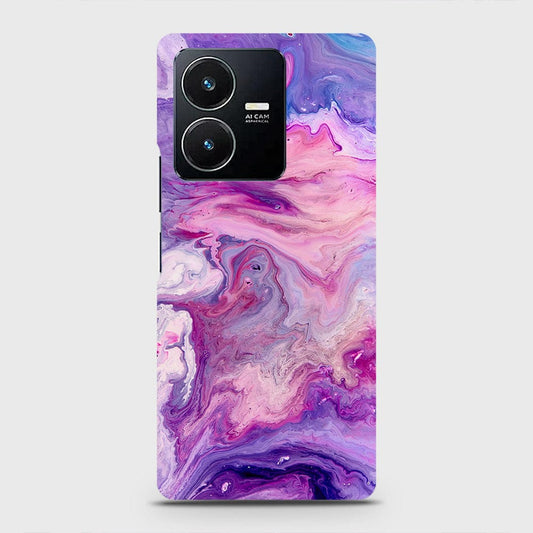 Vivo Y22s Cover - Chic Blue Liquid Marble Printed Hard Case with Life Time Colors Guarantee (Fast Delivery)
