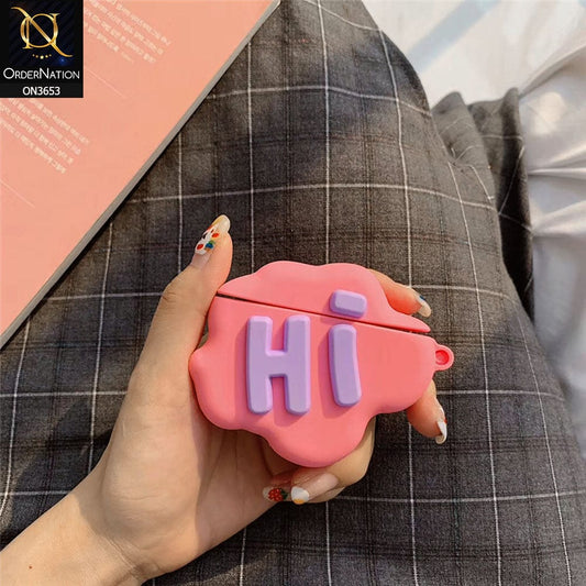 Apple Airpods 1 / 2 Cover - Pink - New Trending 3D Hi Cloud Shape Cartoon Soft Silicone Airpods Case