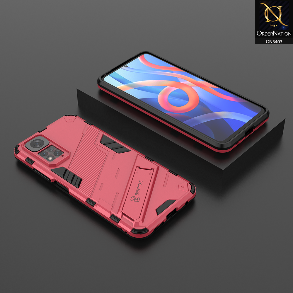 Xiaomi Redmi Note 11 Pro Plus 5G Cover - Red - O Nation Hybrid Series Soft Borders Semi Hard Back Shock Proof Bumper Kick Stand Case with Camera Protection
