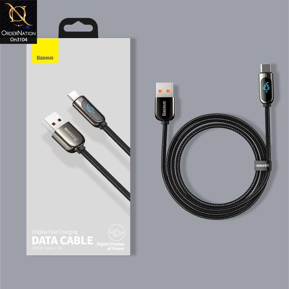 Black - CATSK-A01 - Baseus Display Fast Charging Usb To Type-C 5A Data Cable