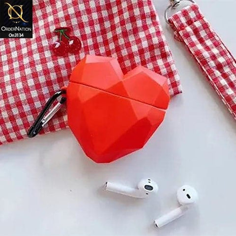 Apple Airpods 3rd Gen 2021 Cover - Red - Cute Love Heart Soft Sillicone Airpods Case