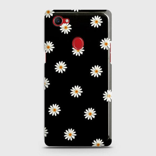 Oppo F7 Youth / Realme 1 Cover - Matte Finish - White Bloom Flowers with Black Background Printed Hard Case with Life Time Colors Guarantee