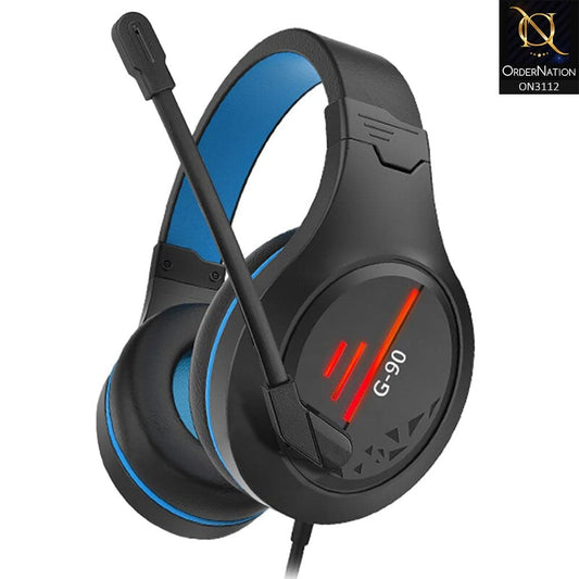 Blue - G90 Gaming Headphones With 3.5mm 4 Pin Wire And Mic