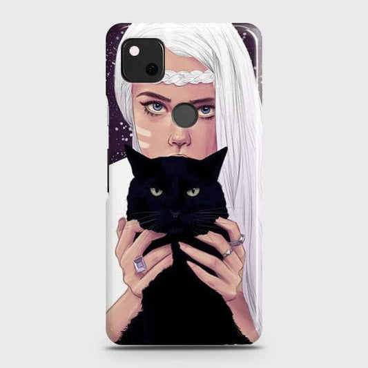 Google Pixel 4a 4G Cover - Trendy Wild Black Cat Printed Hard Case with Life Time Colors Guarantee