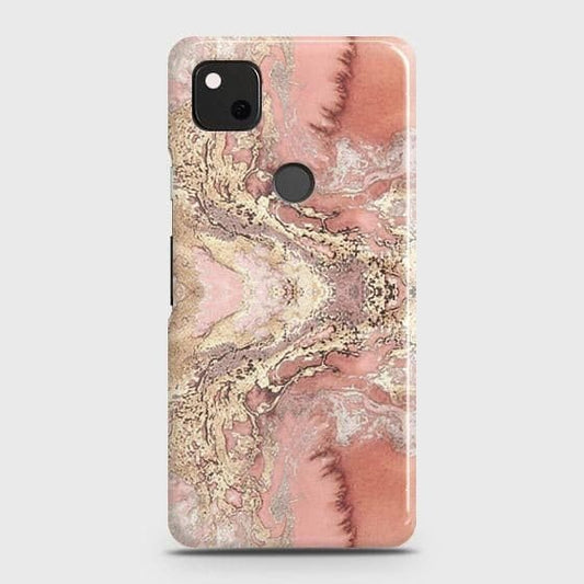 Google Pixel 4a 4G Cover - Trendy Chic Rose Gold Marble Printed Hard Case with Life Time Colors Guarantee