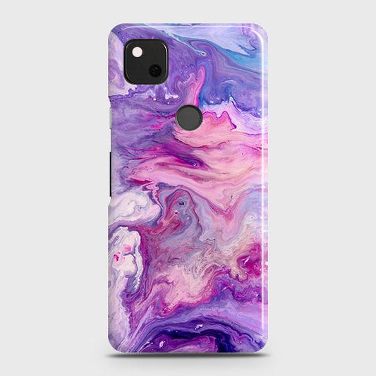Google Pixel 4a 4G Cover - Chic Blue Liquid Marble Printed Hard Case with Life Time Colors Guarantee