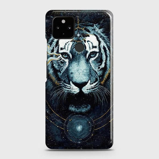 Google Pixel 5 Cover - Vintage Galaxy Tiger Printed Hard Case with Life Time Colors Guarantee