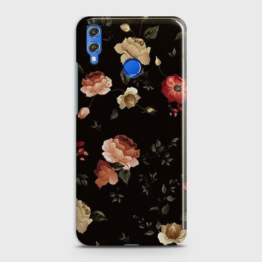 Huawei Honor 8XCover - Matte Finish - Dark Rose Vintage Flowers Printed Hard Case with Life Time Colors Guarantee ( Fast Delivery )