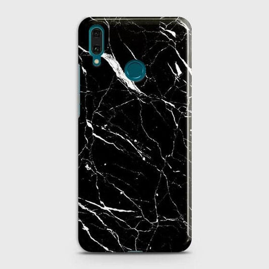 Huawei Honor Play Cover - Trendy Black Marble Printed Hard Case with Life Time Colors Guarantee