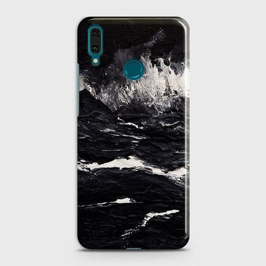 Huawei Honor Play Cover - Black Ocean Marble Trendy Printed Hard Case with Life Time Colors Guarantee