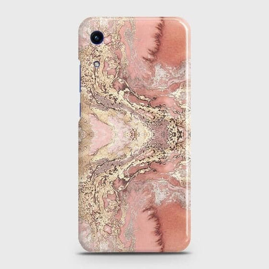 Honor 8A Without Sensor Cut Cover - Trendy Chic Rose Gold Marble Printed Hard Case with Life Time Colors Guarantee