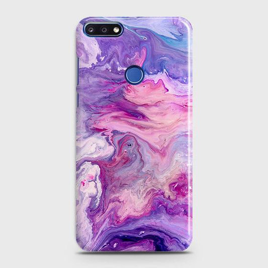 Huawei Honor 7C Cover - Chic Blue Liquid Marble Printed Hard Case with Life Time Colors Guarantee