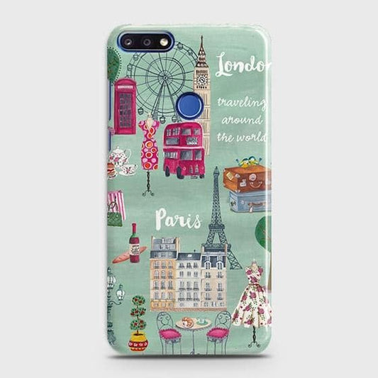 Huawei Honor 7C Cover - Matte Finish - London, Paris, New York ModernPrinted Hard Case with Life Time Colors Guarantee