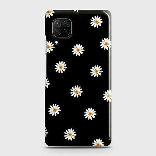Huawei Nova 7i Cover - Matte Finish - White Bloom Flowers with Black Background Printed Hard Case with Life Time Colors Guarantee ( Fast Delivery )