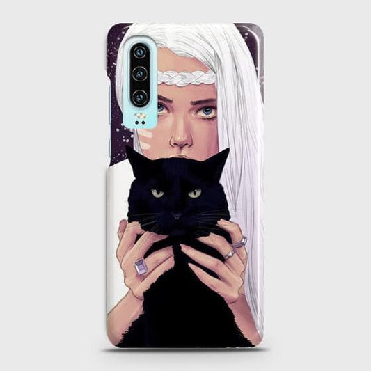 Huawei P30 Cover - Trendy Wild Black Cat Printed Hard Case with Life Time Colors Guarantee