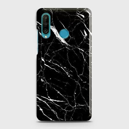 Huawei P30 lite Cover - Trendy Black Marble Printed Hard Case with Life Time Colors Guarantee