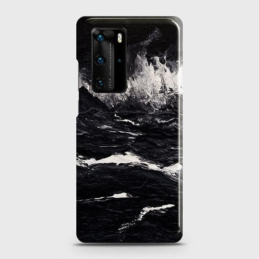 Huawei P40 Pro Cover - Black Ocean Marble Trendy Printed Hard Case with Life Time Colors Guarantee