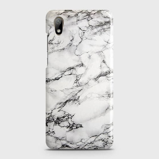 Huawei Y5 2019 Cover - Matte Finish - Trendy Mysterious White Marble Printed Hard Case with Life Time Colors Guarantee