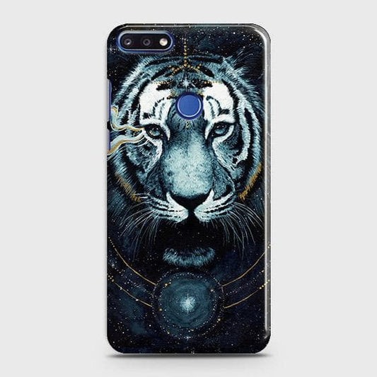 Honor 7A Cover - Vintage Galaxy Tiger Printed Hard Case with Life Time Colors Guarantee