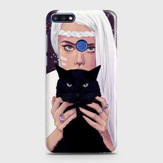 Honor 7A Cover - Trendy Wild Black Cat Printed Hard Case with Life Time Colors Guarantee