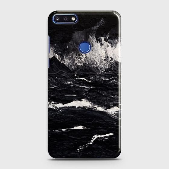 Honor 7A Cover - Black Ocean Marble Trendy Printed Hard Case with Life Time Colors Guarantee