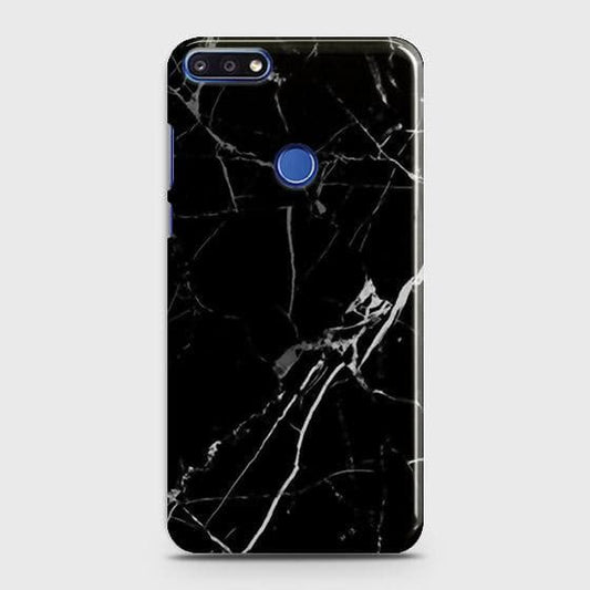 Honor 7A Cover - Black Modern Classic Marble Printed Hard Case with Life Time Colors Guarantee