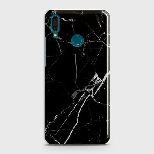 Huawei Y7 Pro 2019 Cover - Black Modern Classic Marble Printed Hard Case with Life Time Colors Guarantee