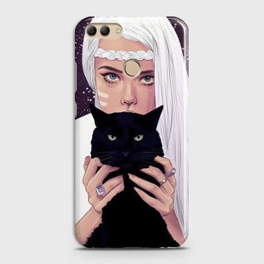 Huawei Y9 2018 Cover - Trendy Wild Black Cat Printed Hard Case with Life Time Colors Guarantee ( Fast Delivery )