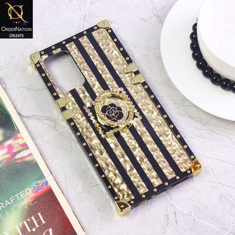 Oppo A76 Cover - Design 2 - 3D illusion Gold Flowers Soft Trunk Case With Ring Holder