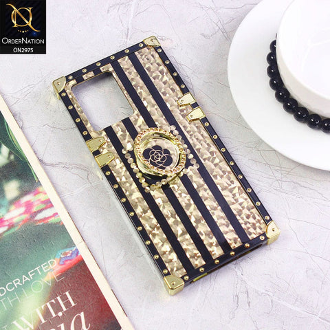 Oppo F21 Pro 4G Cover - Design 2 - 3D illusion Gold Flowers Soft Trunk Case With Ring Holder
